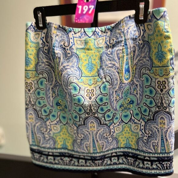 Talbots Vibrant Blue and Yellow Pencil Skirt #DO197 - Picture 1 of 6